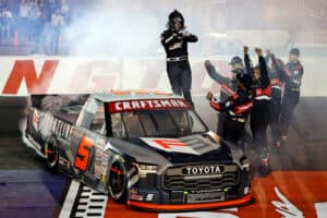2026 Trucks Darlington Corey Heim woohoo (Credit: Peter Casey/NKP)