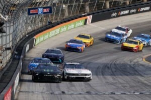 #54: Ty Gibbs, Joe Gibbs Racing, Monster Energy Toyota Camry #12: Ryan Blaney, Team Penske, Discount Tire Ford Mustang