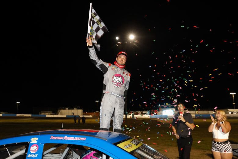 2026 ARCA West Shasta Trevor Huddleston celebration (Credit: Lachlan Cunningham/ARCA Racing used with permission)