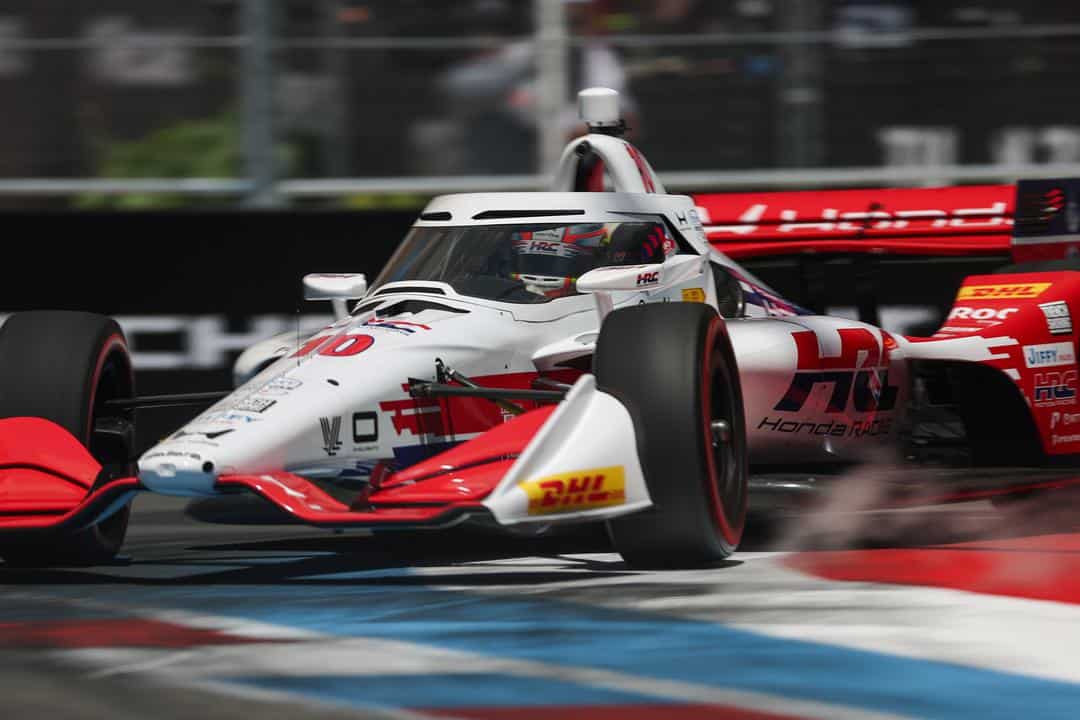 NTT IndyCar Series driver Alex Palou drives for Chip Ganassi Racing during the 2026 Chevrolet Detroit Grand Prix.