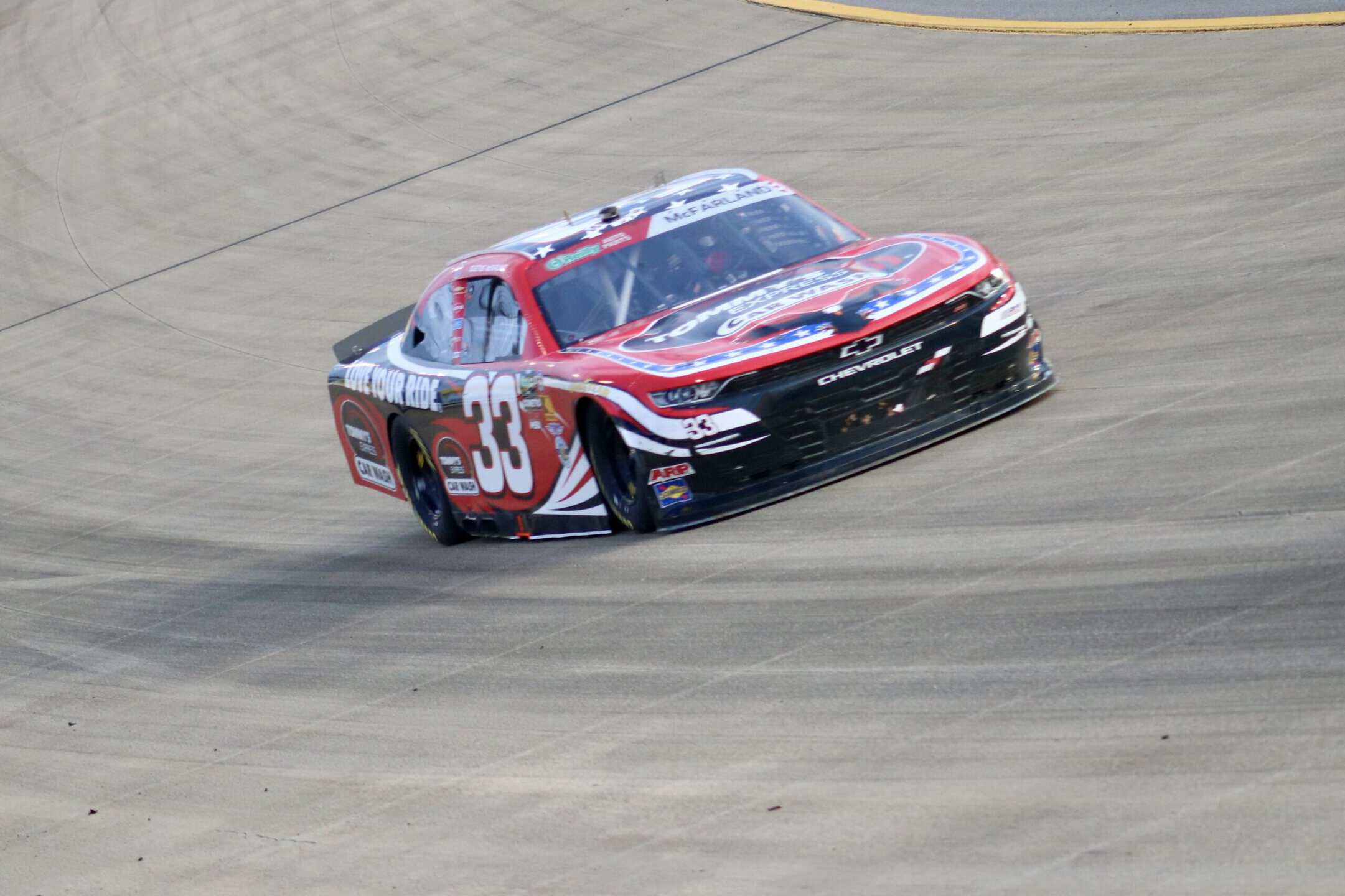 Cleetus McFarland drives for Richard Childress during the NASCAR O'Reilly Auto Parts Series race at Nashville Superspeedway.