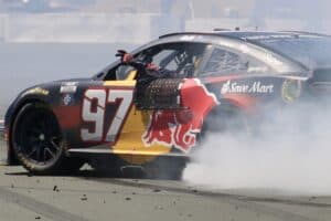 Shane van Gisbergen victory burnout at 2026 Toyota/Save Mart 350
