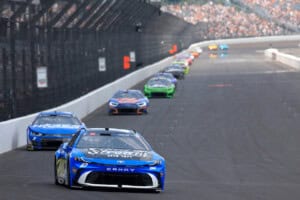 NASCAR Cup Series Indianapolis #67: Corey Heim, 23XI Open, Field & Stream Toyota Camry pack racing