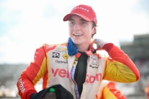 David Malukas after the 2026 NTT IndyCar Series Music City Grand Prix at Nashville Superspeedway.
