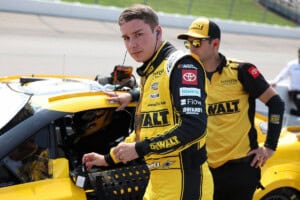 Christopher Bell on pit road by his race car - 2026 Iowa Corn 350