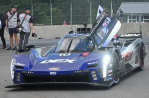 Filipe Albuquerque driving his car to victory lane after winning the Motul SportsCar Endurance Grand Prix at Road America, 8/2/2026 (Photo: Phil Allaway)