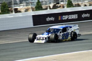 Doug Coby practices his Whelan Modified Tour car at New Hampshire Motor Speedway July 21 2026