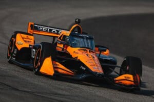 NTT IndyCar Series driver Pato O'Ward races for Arrow McLaren at The Milwaukee Mile in 2026.