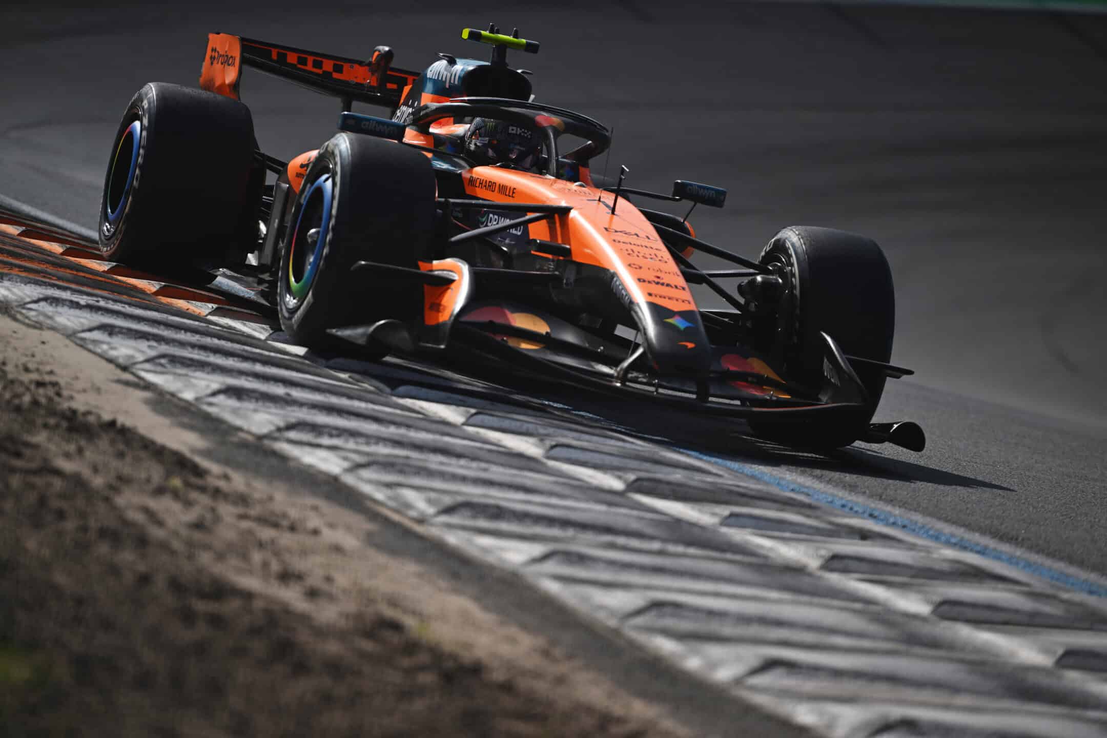 ZANDVOORT, NETHERLANDS - AUGUST 23: Lando Norris of Great Britain driving the (1) McLaren MCL40 Mercedes on track during the F1 Grand Prix of Netherlands at Circuit Zandvoort on August 23, 2026 in Zandvoort, Netherlands.