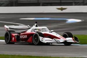 Alex Palou testing the IR-28 at Indianapolis Motor Speedway road course.
