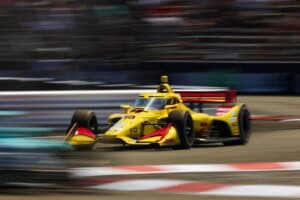 Alex Palou drives for Chip Ganassi Racing during the 2026 NTT IndyCar Series OnlyBulls Grand Prix of Portland.