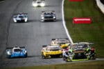 Kyle Kirkwood leads a pack of cars into turn 6 at Michelin Raceway Road Atlanta during the Motul Petit Le Mans, 10/11/2025 (Photo: Courtesy of IMSA)