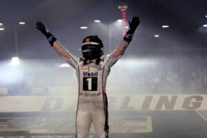 2026 Cup Darlington II Christopher Bell woohoo (Credit: Matthew T. Thacker/NKP)