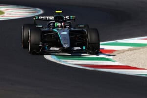 Kimi Antonelli drives for the Mercedes AMG Petronas F1 team during the 2026 Italian Grand Prix at Monza.