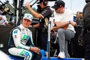 #42: John Hunter Nemechek, LEGACY MOTOR CLUB, Pye-Barker Fire & Safety Toyota Camry, Jimmie Johnson